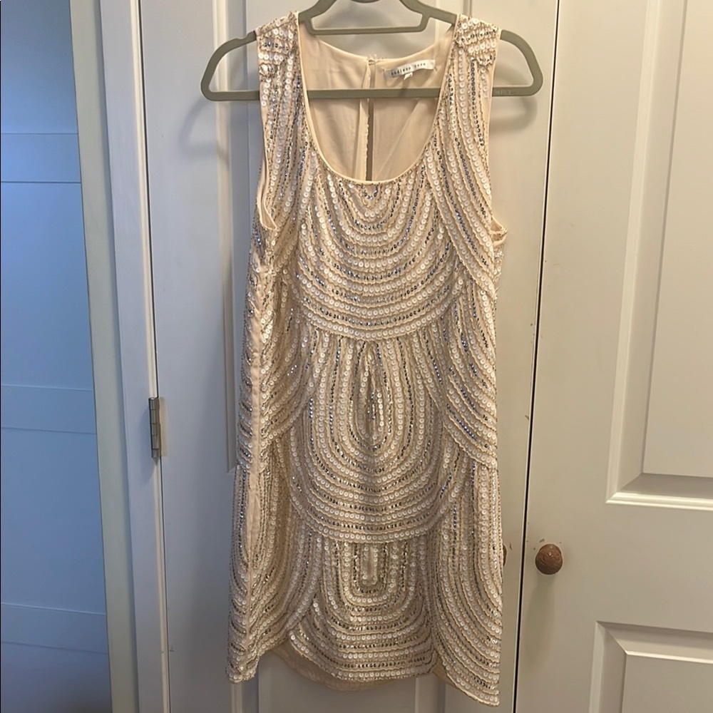 Endless Rose Cream Sheath Mini Dress Sleeveless Scoop Neck